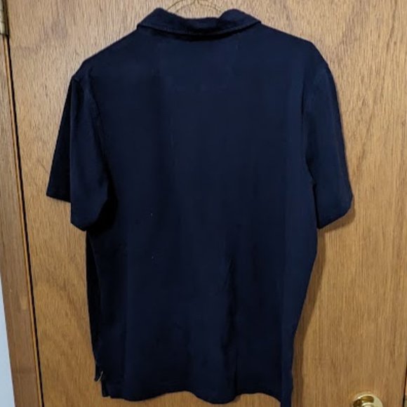 Robert Graham Men's Polo Golf Shirt M Navy Blue with Red Skull Button Placket - Picture 4 of 4